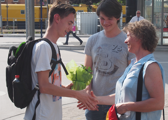 Host Family and Student Shake Hands in Germany