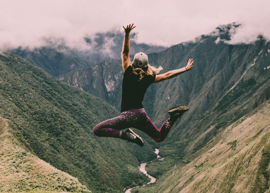 Person jumping for joy