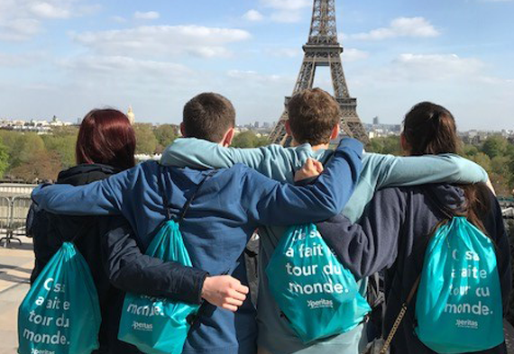 Group looking at Eiffel Tower