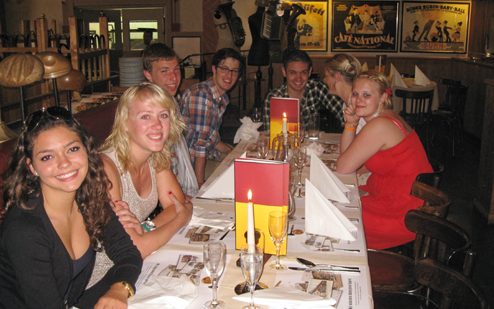 Students at dinner