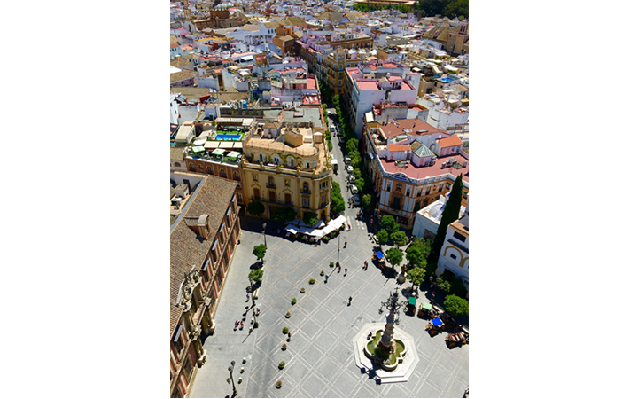 Overhead view of town square