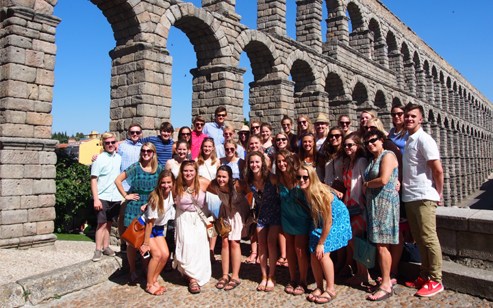 Group in front of Aqueduct in Segovia