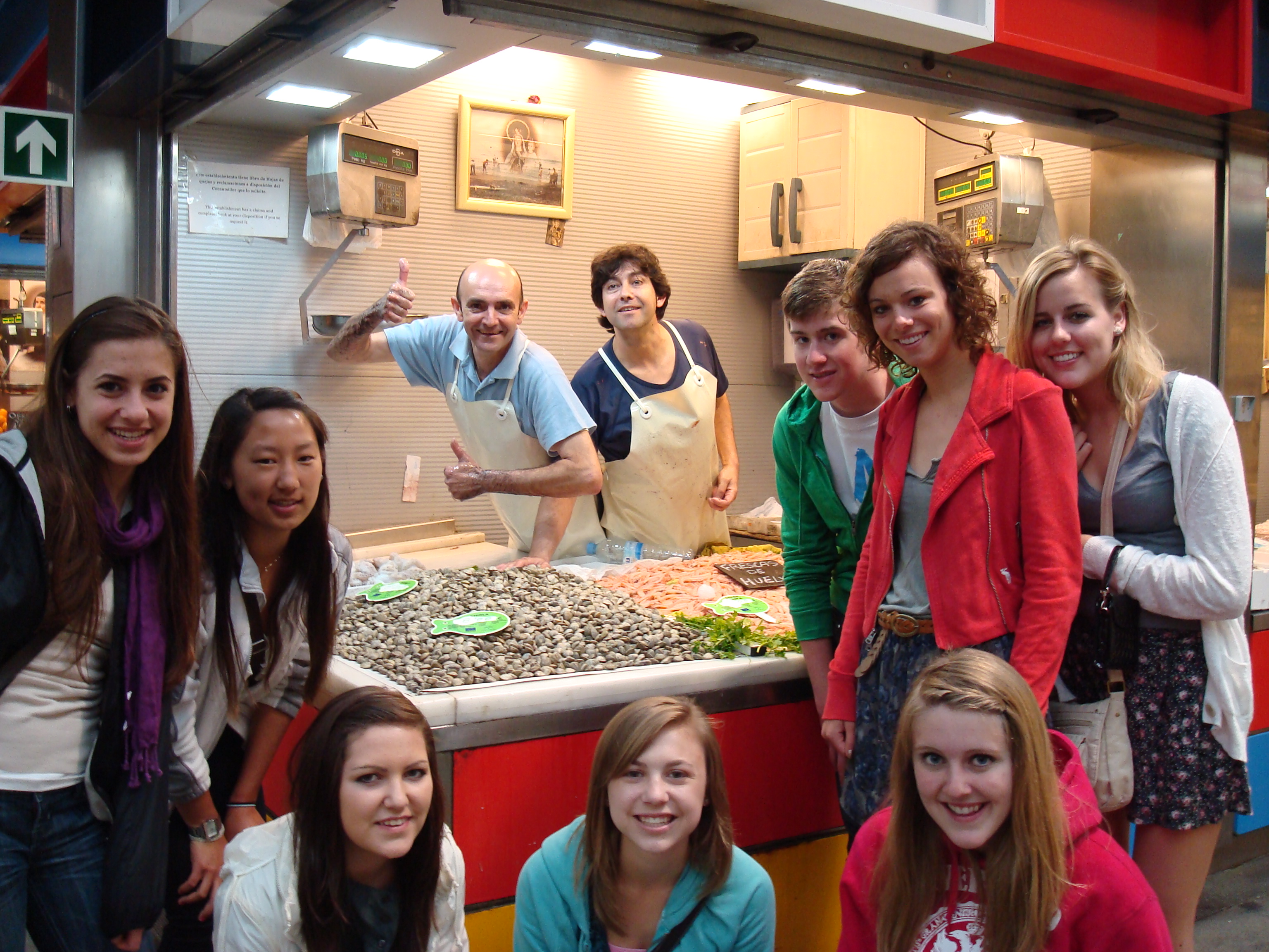 Group with street vendor