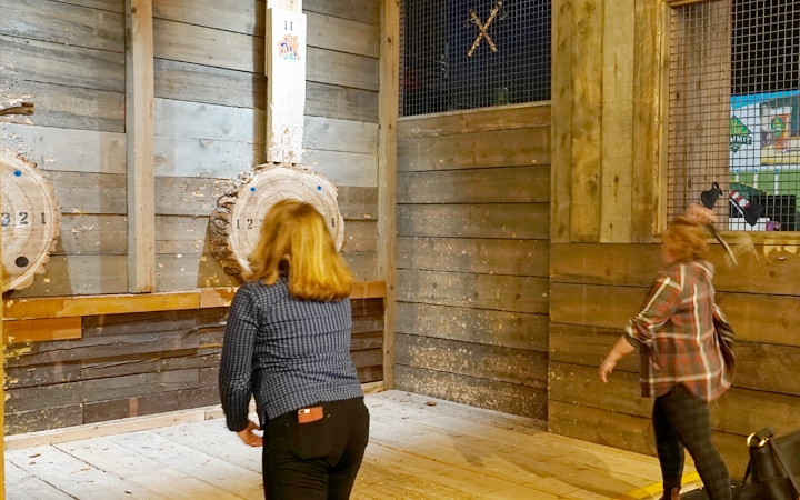 Women throwing axes