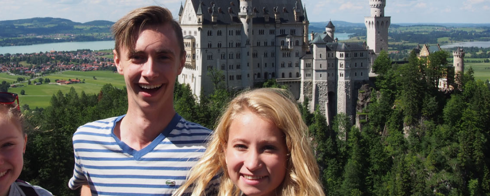 Kids in front of castle