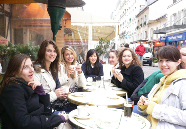 Girls at a cafe