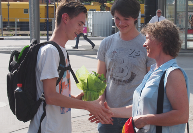 Host Family and Student Shake Hands in Germany