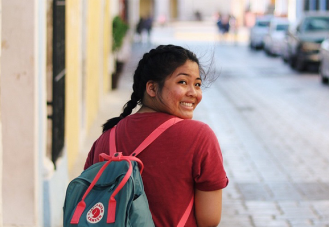 Girl with backpack