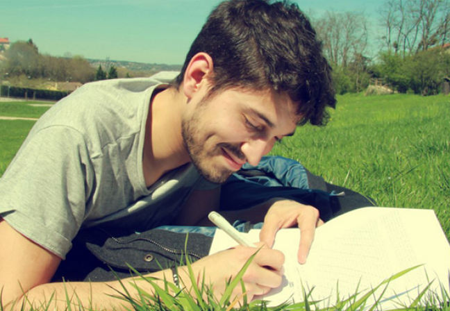 Boy writing