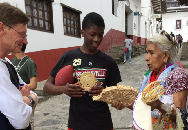 Boy with a street vendor