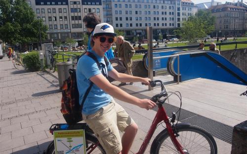 Boy on bike in Berlin