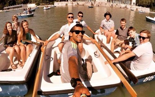 Group in Boats at Buen Retiro Madrid Spain