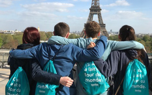 Group looking at Eiffel Tower