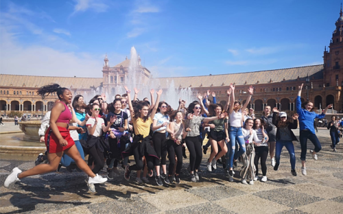 Group of students in the Plaza Mayor