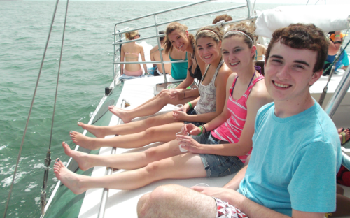 Students on a boat