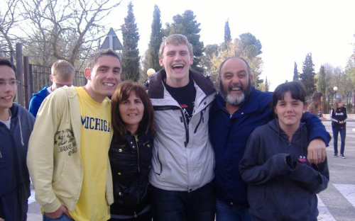 Boy with host family