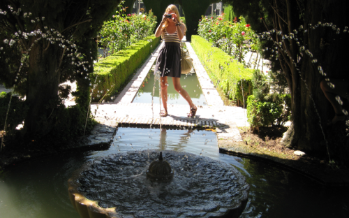 Girl in Alhambra gardens