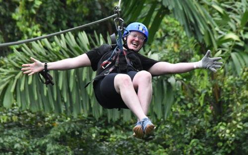 Woman Ziplining