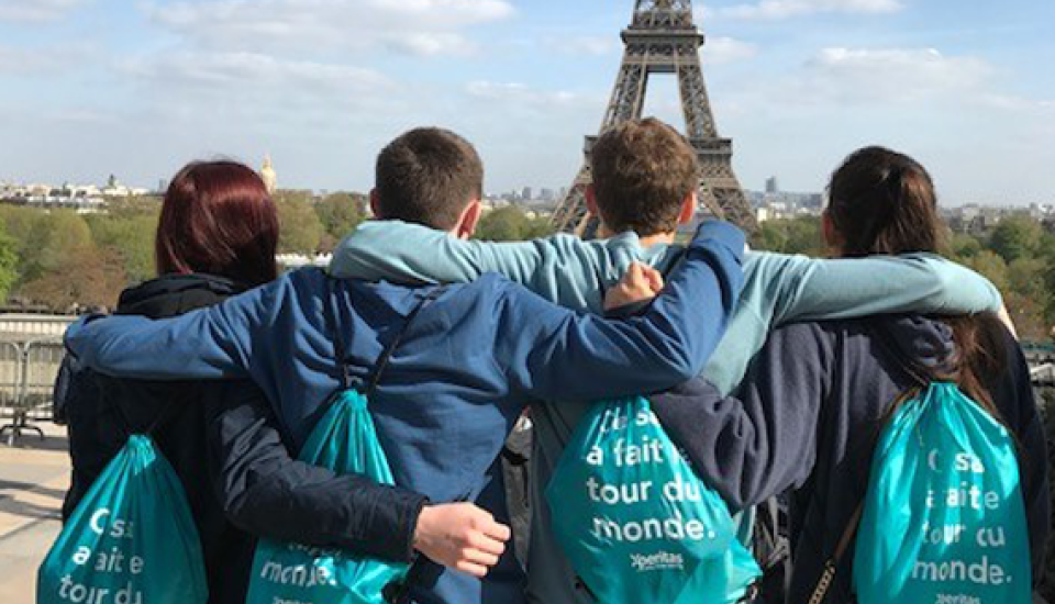 Group looking at Eiffel Tower