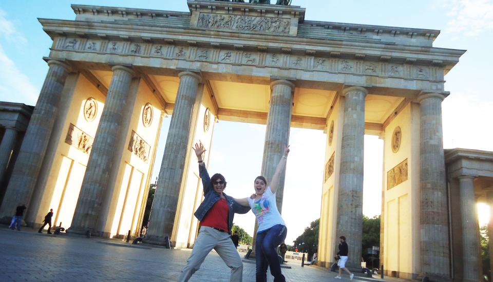 Joyful Students at Brandenburg Gate