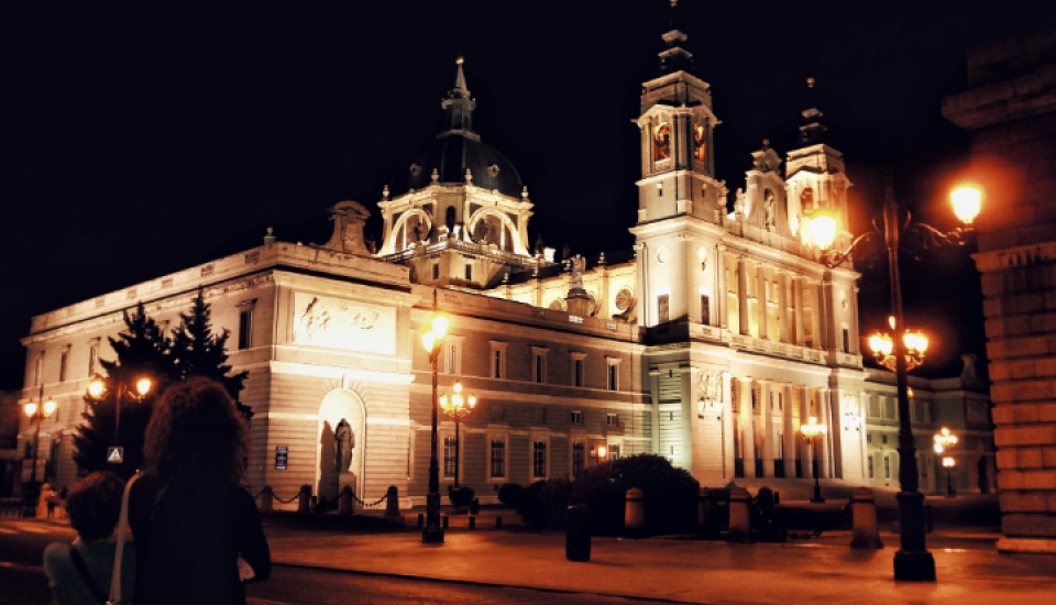 Madrid buildings at night