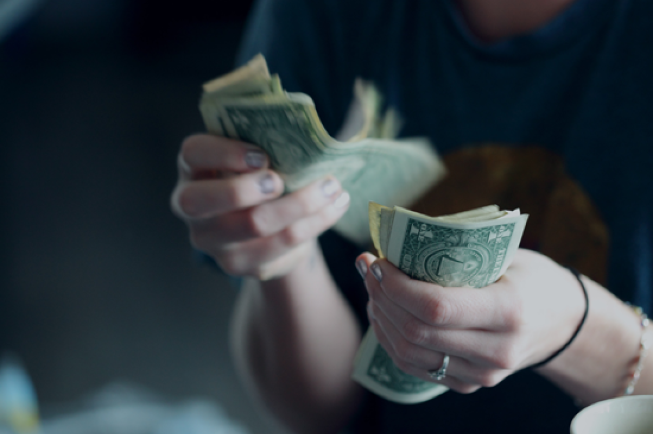 Girl counting money