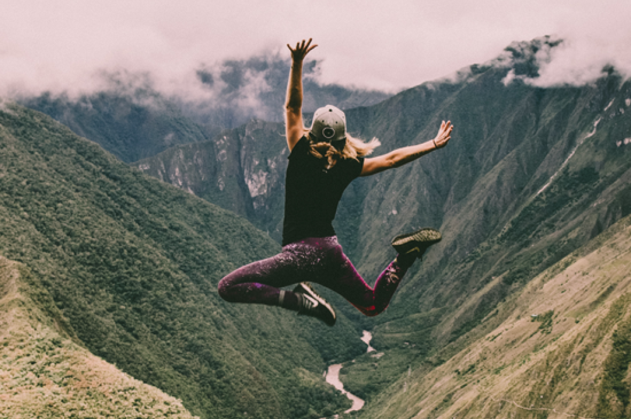 Person jumping for joy