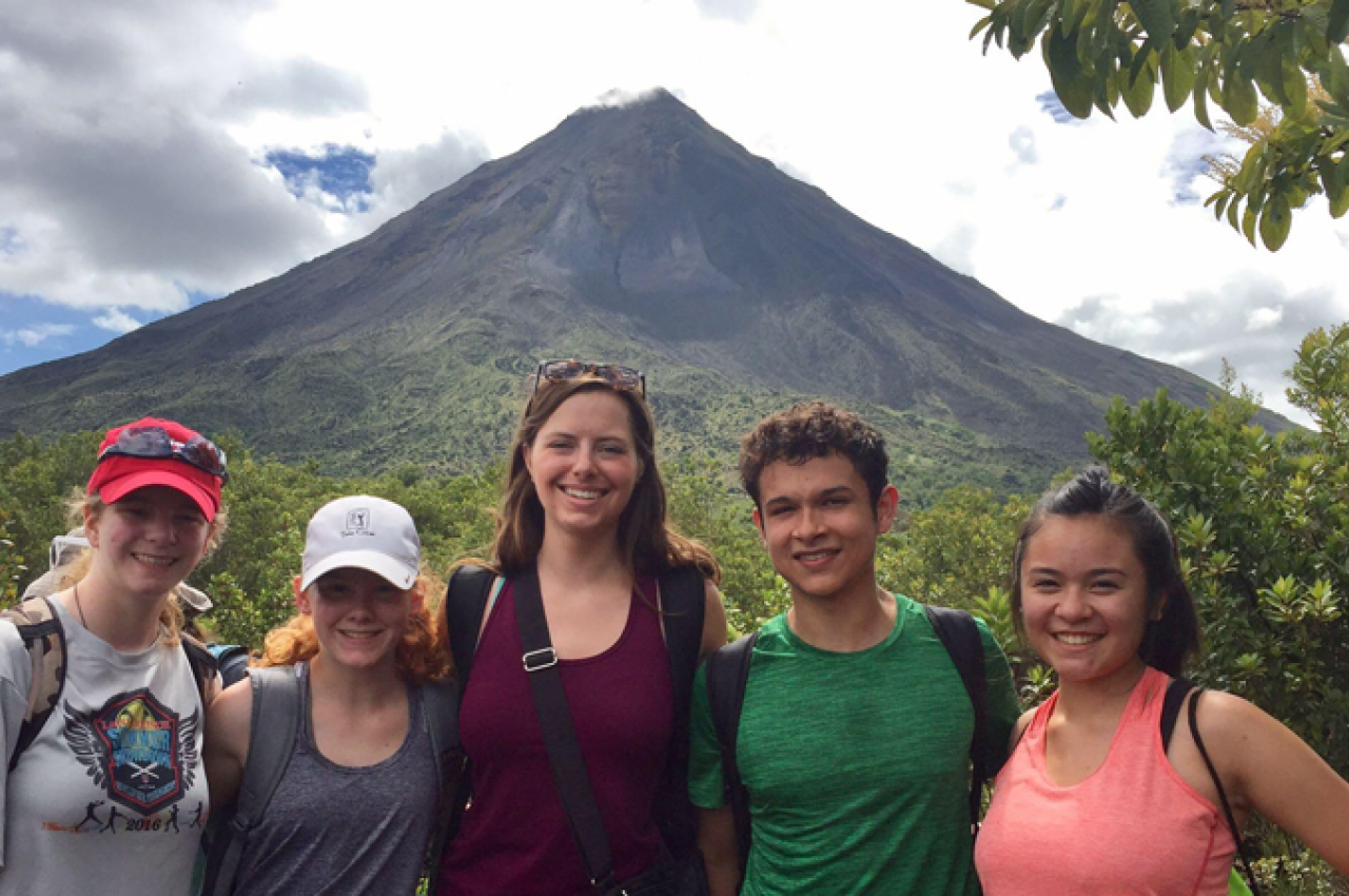 Group in front of a Volcano