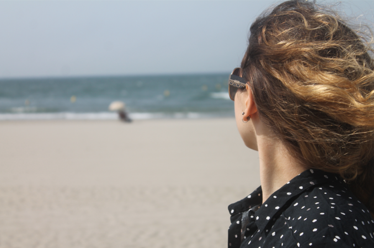 Girl on Normandy Beach