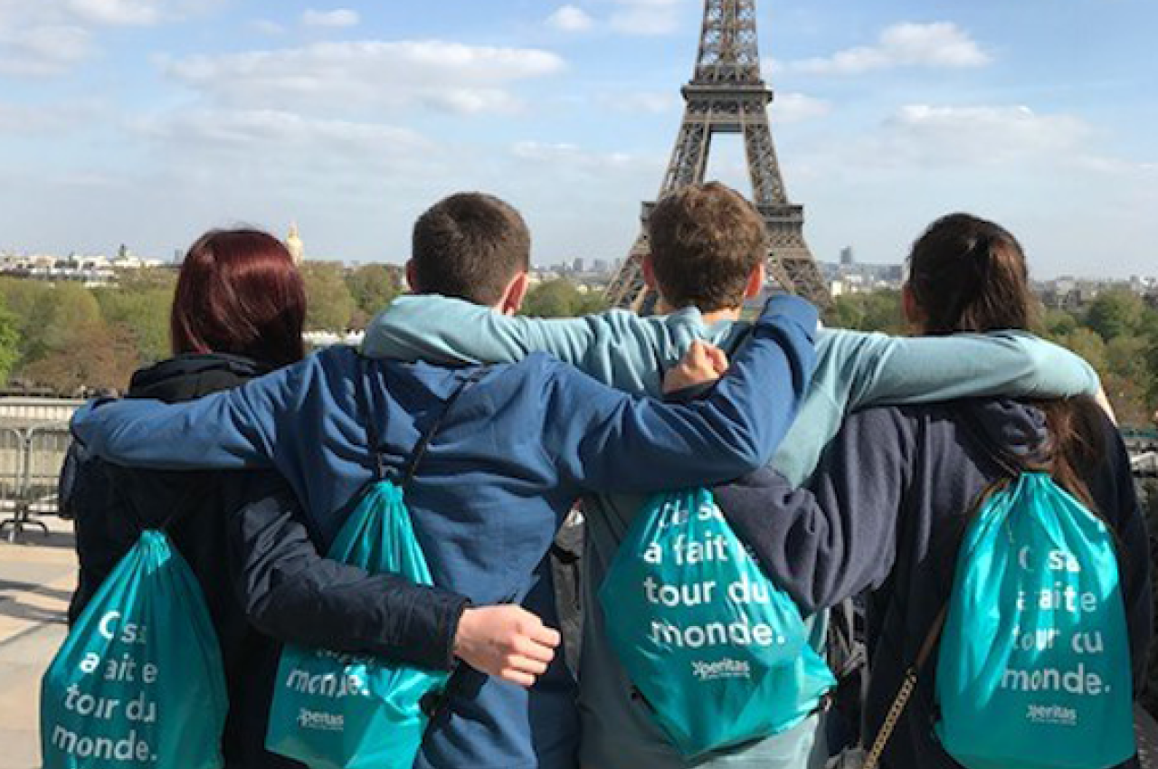 Group looking at Eiffel Tower
