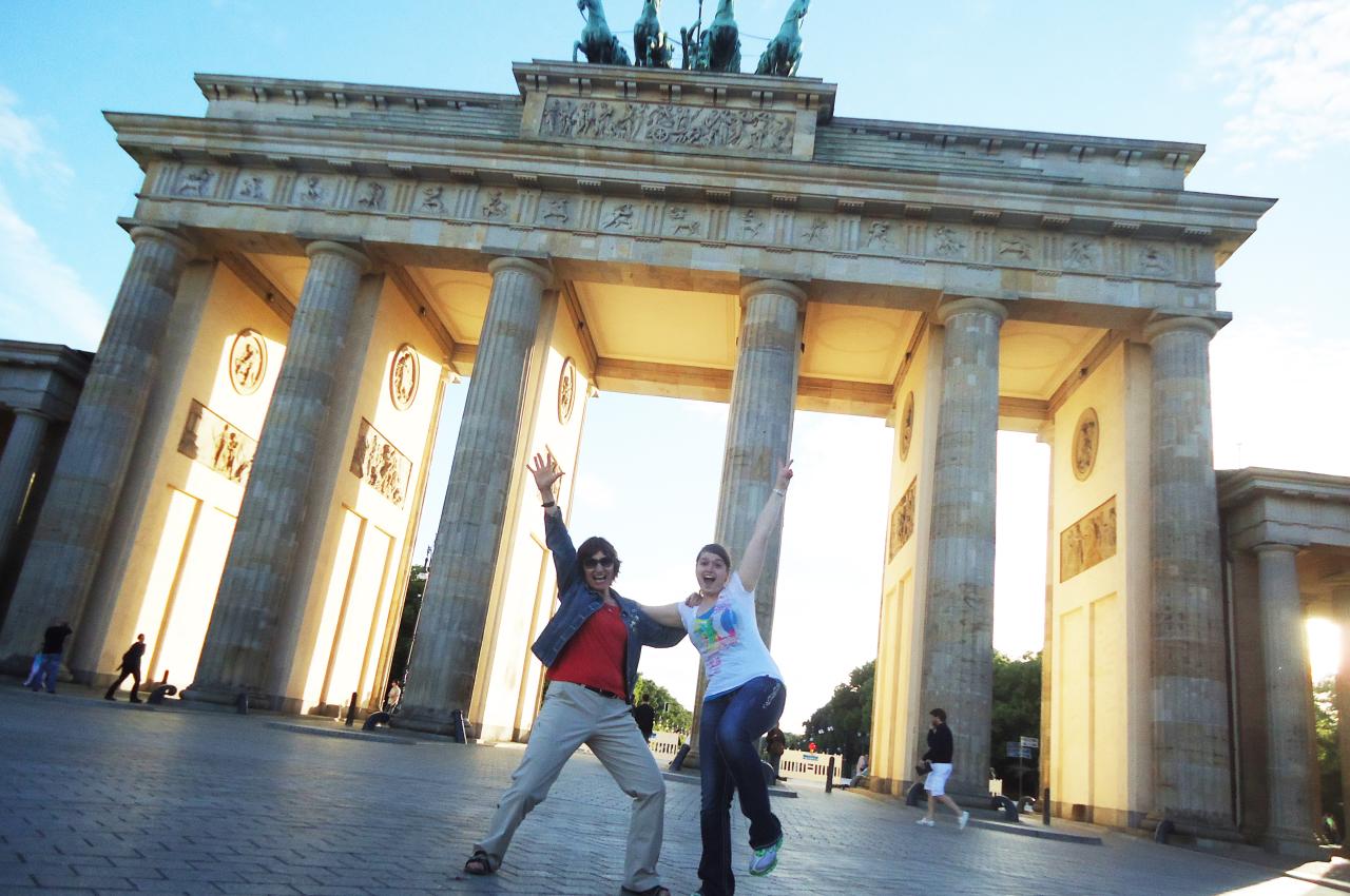 Joyful Students at Brandenburg Gate