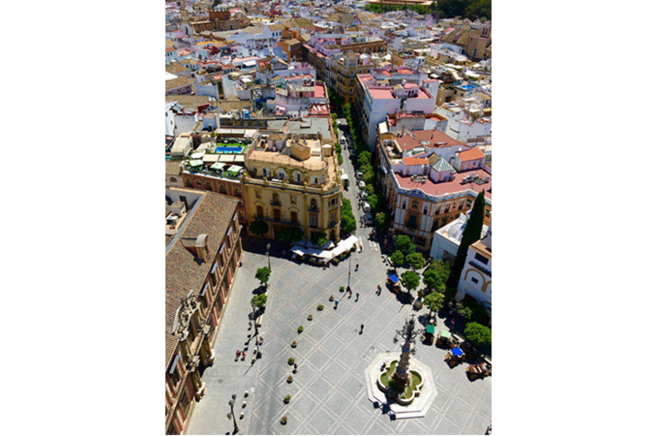 Overhead view of town square