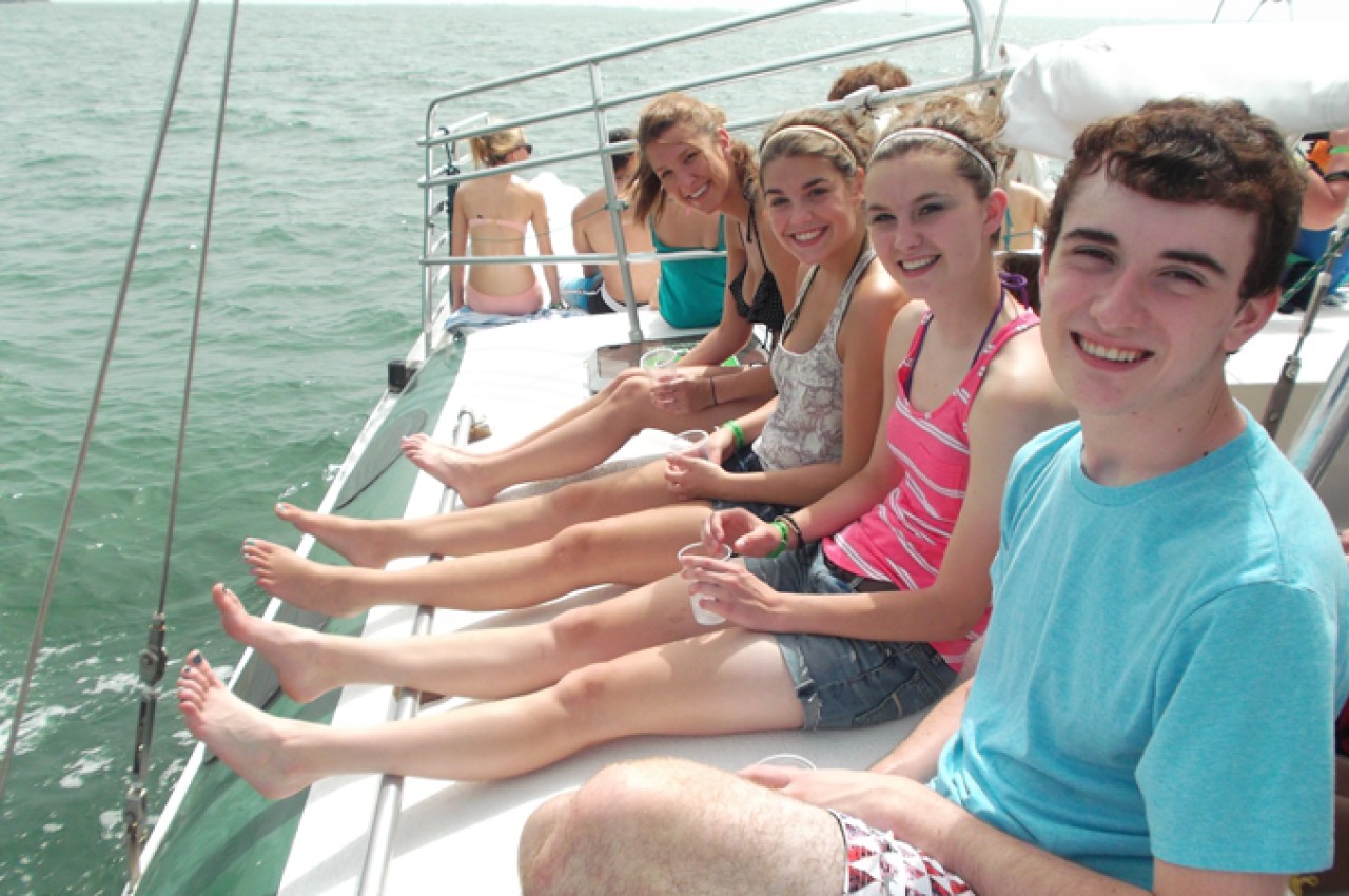 Students on a boat