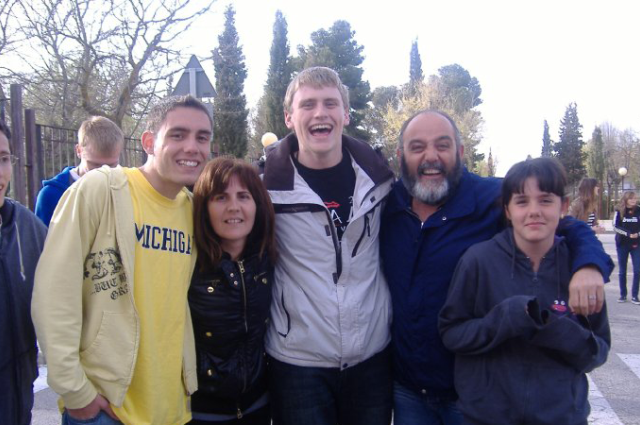 Boy with host family