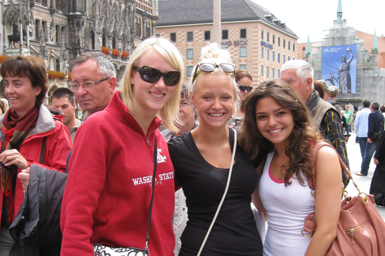 Students in a Munich Marketplace