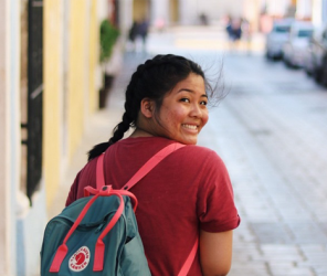 Girl with backpack