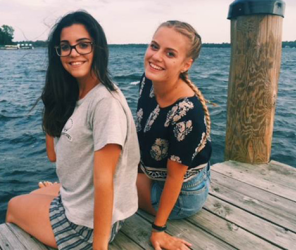 Two girls on a pier