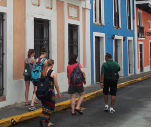 Students strolling through San Juan